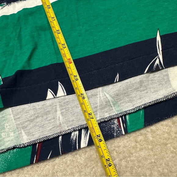 Vintage Izod Men's Small All Over Print Sailboat Polo Shirt Abstract AOP Green - Picture 8 of 8